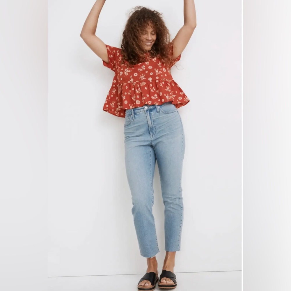 MADEWELL The Curvy Perfect Vintage Wide Leg Crop Jean Size 27 Wide Leg Raw Hem
